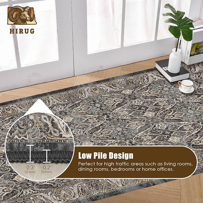 Washable Area Rug 2'6'' x 8' Vintage Traditional Persian Mat - Image 5