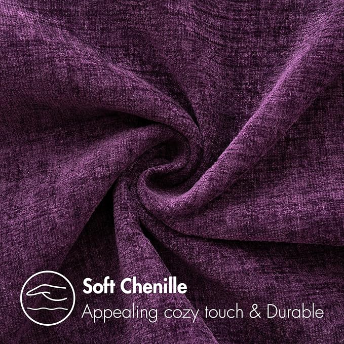 MIULEE Pack of 2 Couch Throw Pillow Covers 12x20 Inch Soft Plum Purple Chenille - Image 2