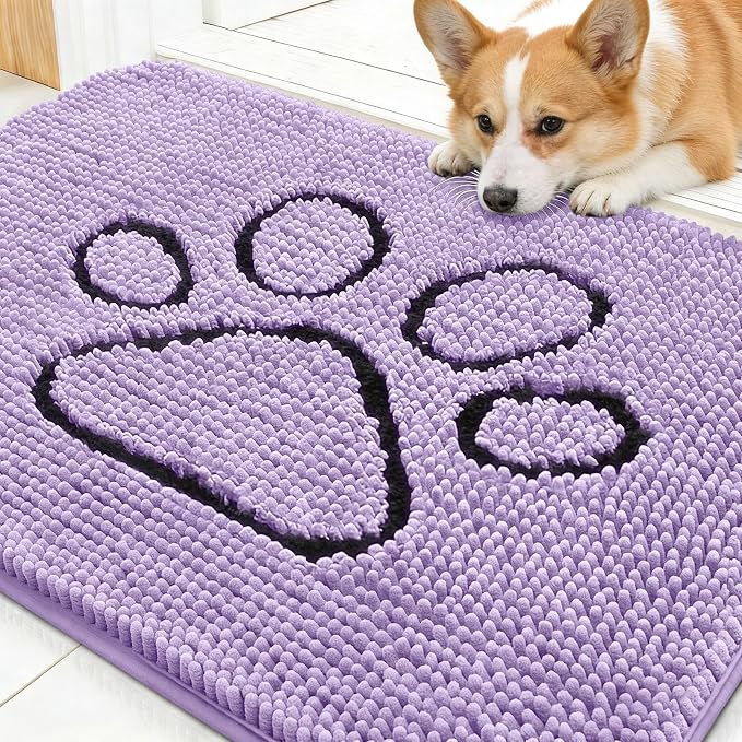OLANLY Dog Door Mat for Muddy Paws 30x20, Paw Print Design, Absorbs Moisture by OLANLY