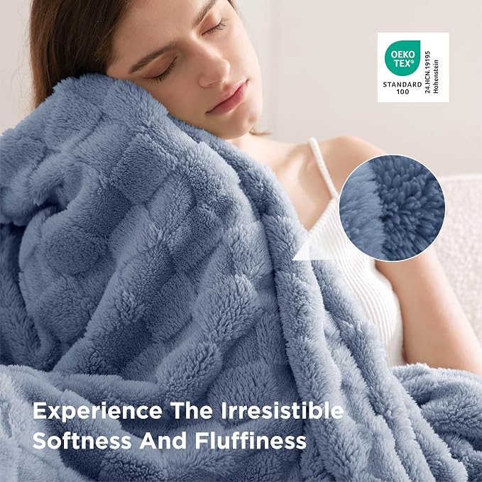 Bedsure GentleSoft Ashley Blue Twin XL Blanket - Image 5