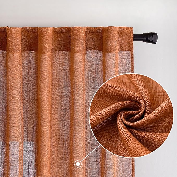 MIULEE Orange Curtains 90 Inch Length 2 Panels - Image 7