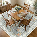 Area Rugs Square 7ft Washable Non-Slip, Floral Vintage Distress Print Pattern by RELEANY