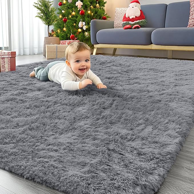 OLANLY Area Rugs for Living Room Bedroom, Machine Washable 4x5.9 ft Soft Fluffy by OLANLY