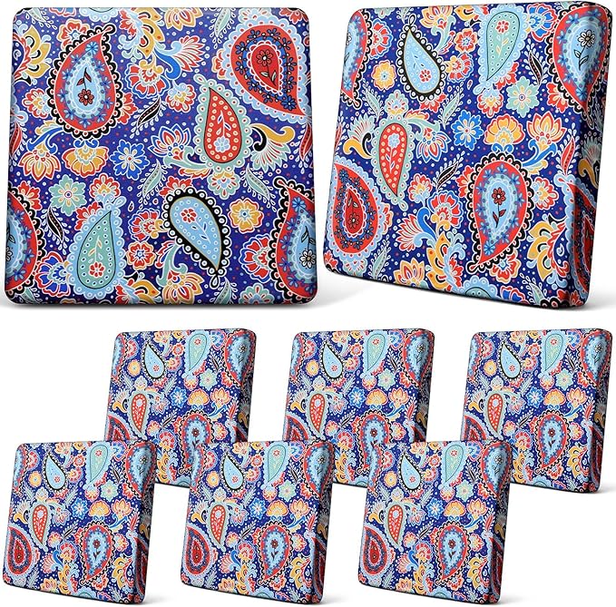 Newwiee 8Pcs Patio Cushion Covers Stretch Outdoor Cushion Cover Replacement by Newwiee