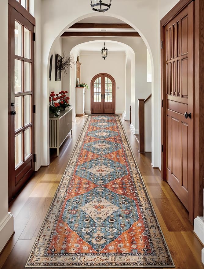 SERISSA Runner Rug for Hallways, Extra Long Boho Rug Ultra Soft Vintage Tribal by SERISSAHomeDecorCollection