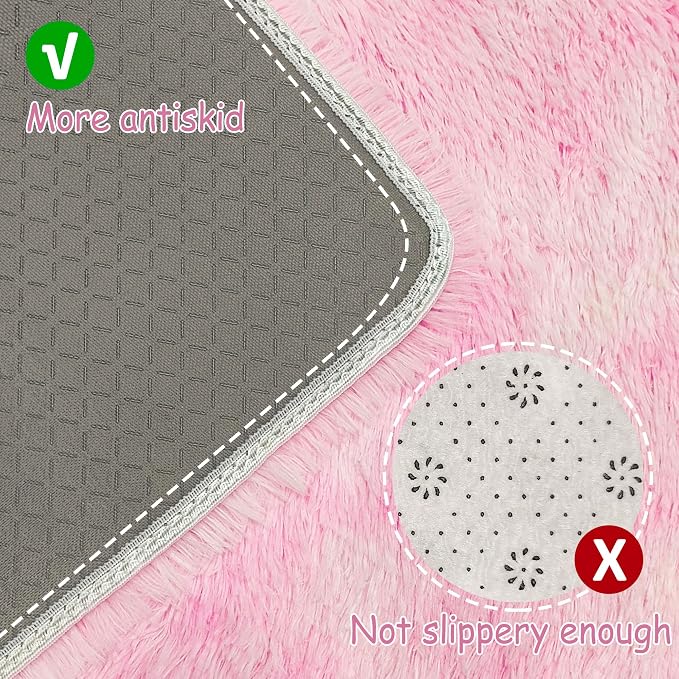 Tie-Dye Pink Upgraded Anti-Slip Fluffy Shag Rug - Image 3