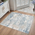 Blue 2x3 Area Rug Washable Abstract Entryway Carpet Modern Neutral Non Slip by PureCozy