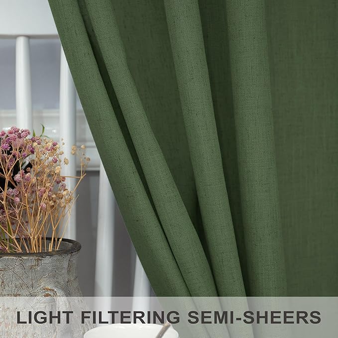 Pitalk Olive Green Curtains 90 Inch Length - Image 3