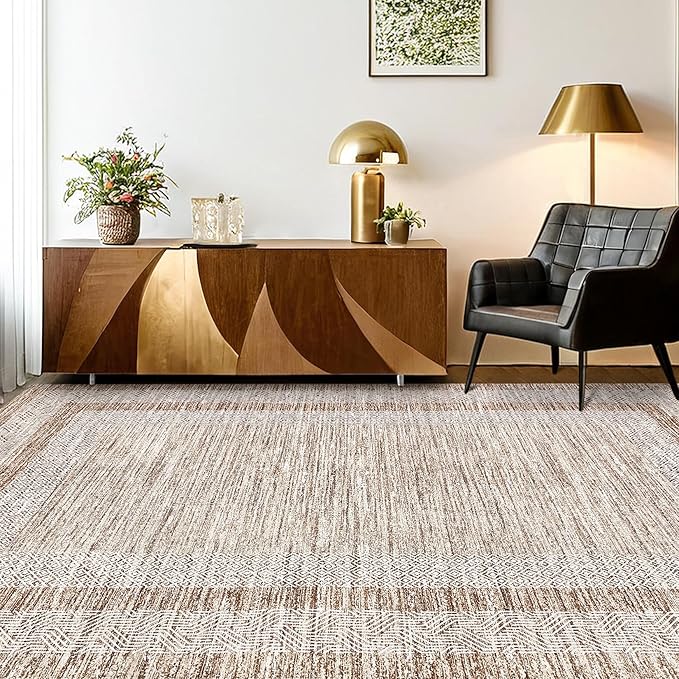 GarveeHome 6x9 Large Washable Area Rug Modern Bordered Rug Distressed Geometric - Image 2
