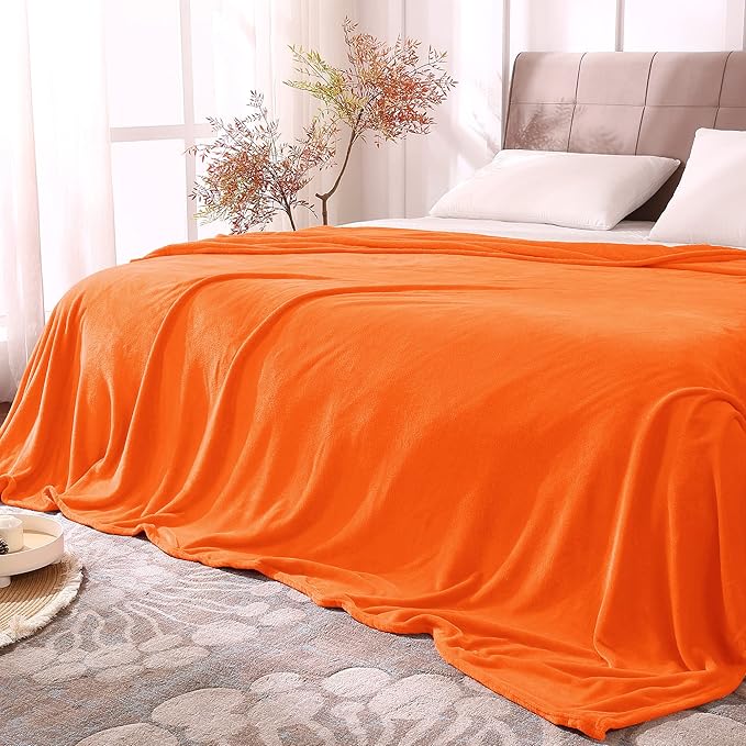 BEDELITE Fleece Blankets Queen Size Orange Throw Blankets by BEDELITE