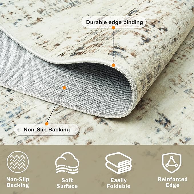 10x14 Area Rugs for Living Room Washable Rug: Anti-Skid Abstract Modern Living - Image 4