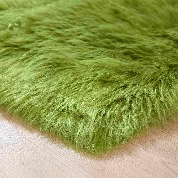 Goolela Lime Green Area Rug 9x12 Fluffy Fuzzy Furry Rug - Image 7