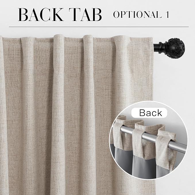 RYB HOME Natural Beige 100% Blackout Short Curtains 45 inch Length 52 Width - Image 6