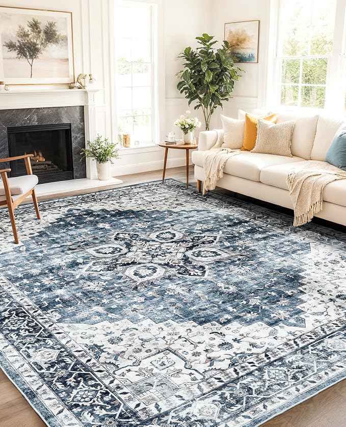 AMADA HOMEFURNISHING 8x10 Washable Area Rug, Low-Profile - Image 8