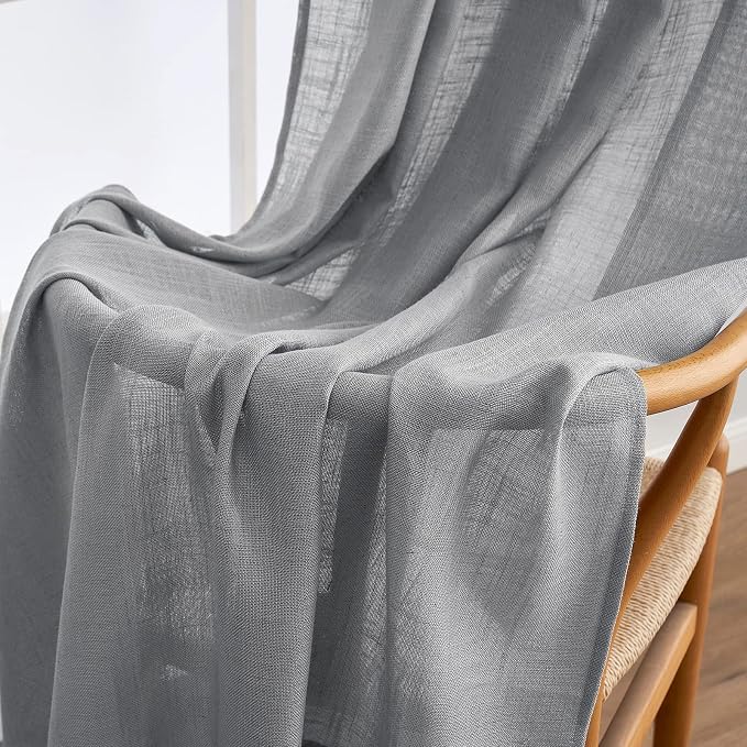 MIULEE Grey Linen Curtains 72 Inch Length - Image 6