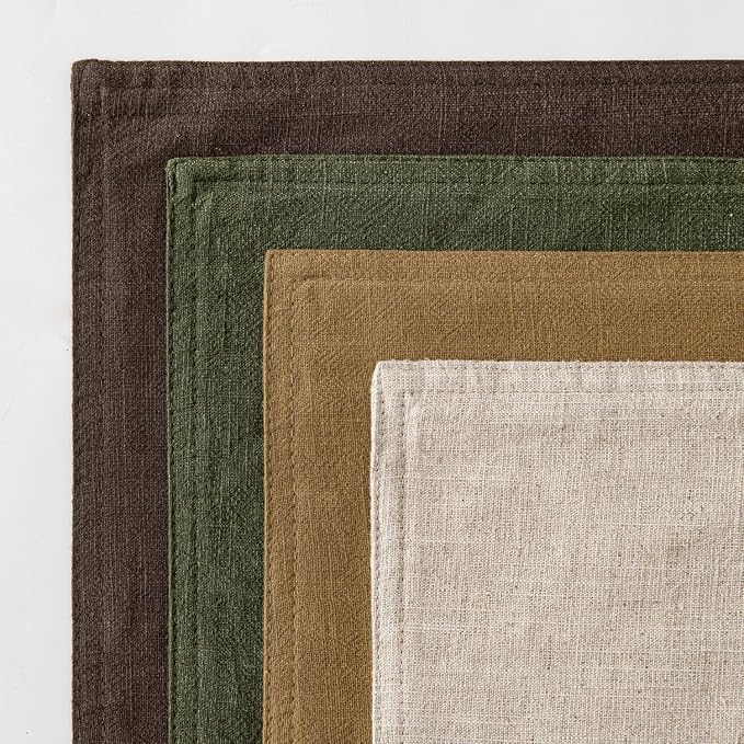 MIULEE Neutral Green/Brown Linen Pillow Covers Pack of 4 Decorative Natural - Image 6