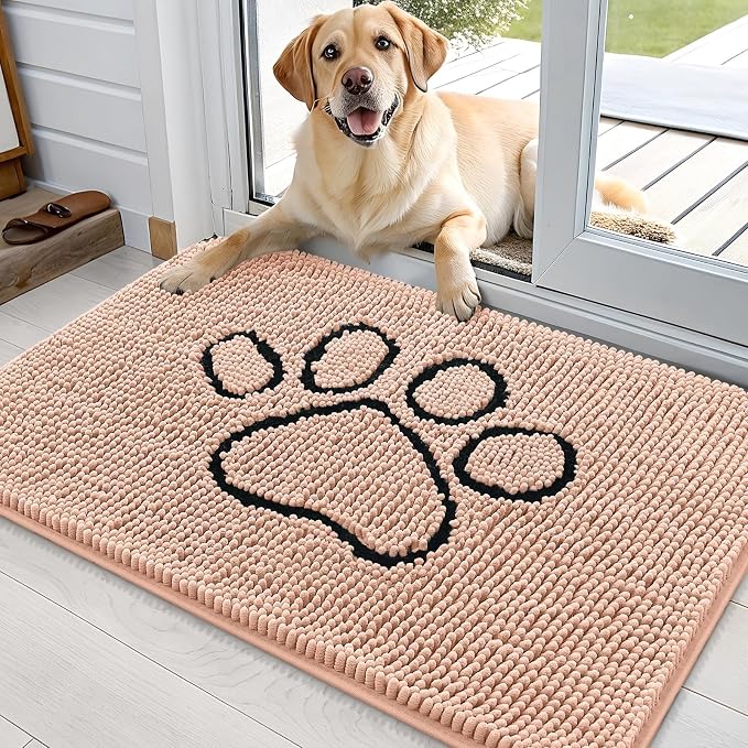 OLANLY Dog Door Mat for Muddy Paws 36x24, Paw Print Design, Absorbs Moisture by OLANLY