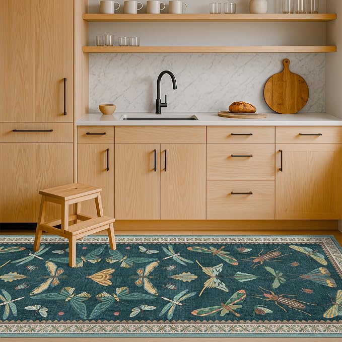 Hazo Haus Brown and Green Kitchen Sink Runner Rug 2x6 by HazoHaus