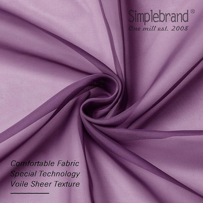 Simplebrand Plum Sheer Curtains 63 Inch Length 2 Panels, Rod Pocket Solid Color - Image 6