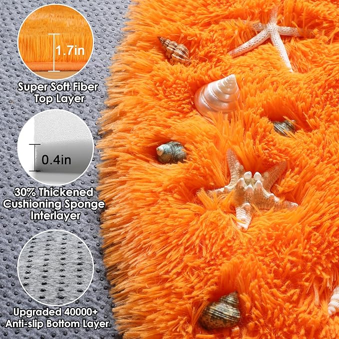 ONASAR Orange Round Area Rugs 4ft - Image 2