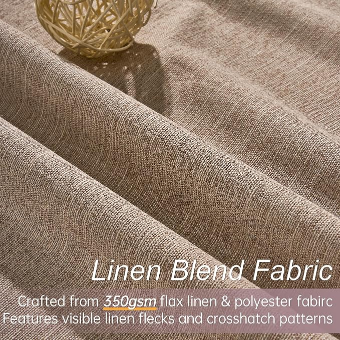Topfinel Greige 90 Inches Long Blackout Natural Linen Curtains - Image 3