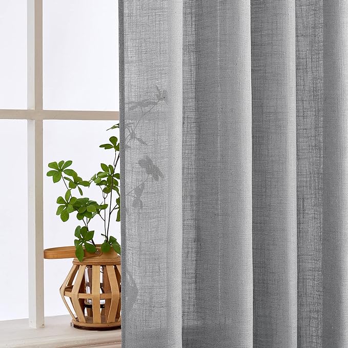 MIULEE Grey Linen Curtains 96 Inch Long - Image 5