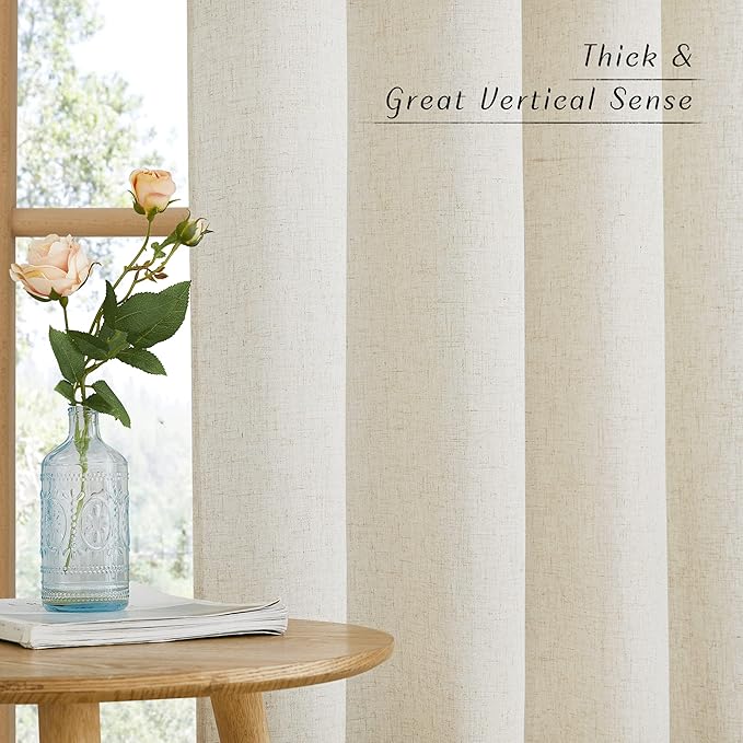 NICETOWN Boho-Chic Linen Curtains 84 inch Long 2 Panels Set, Grommet Thick - Image 6
