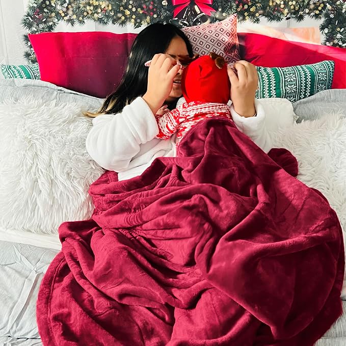 Bedsure GentleSoft Fleece Throw Blanket Red - Image 6