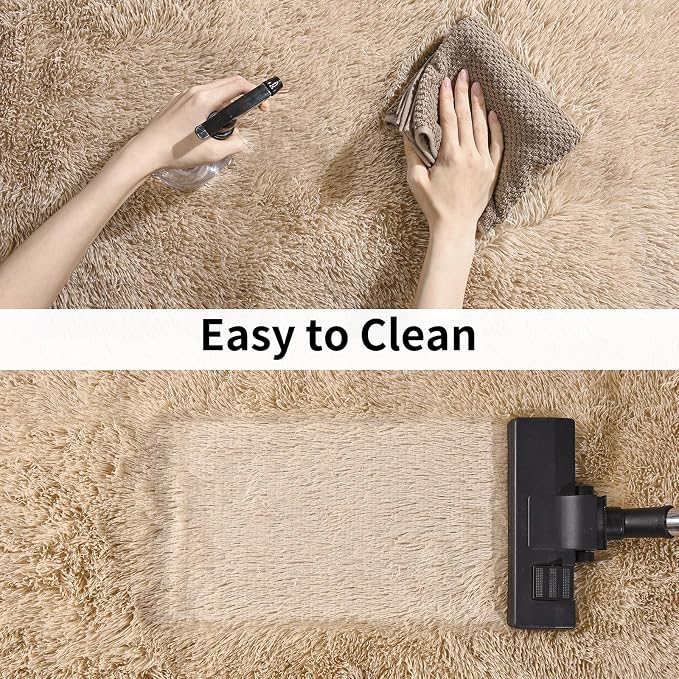 Soft Runner Rugs for Bedroom Hallways, 2x5 Beige Fluffy Shag Throw Area Rug Non - Image 6
