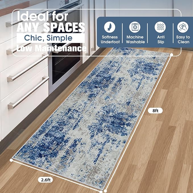 Runner Rug for Hallways Kitchen 2'6"x8' Washable Non Slip: Carpet Non Skid 8ft - Image 2
