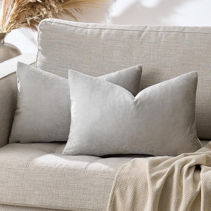 Silver Grey Velvet Decorative Throw Pillow Covers - Image 8