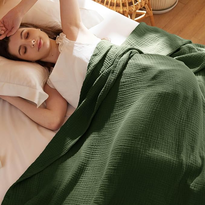 Bedsure 100% Cotton Muslin Blanket Queen Size - Image 6