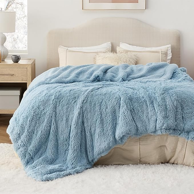 Bedsure GentleSoft Fluffy Light Blue Blankets Queen Size by BEDSURE
