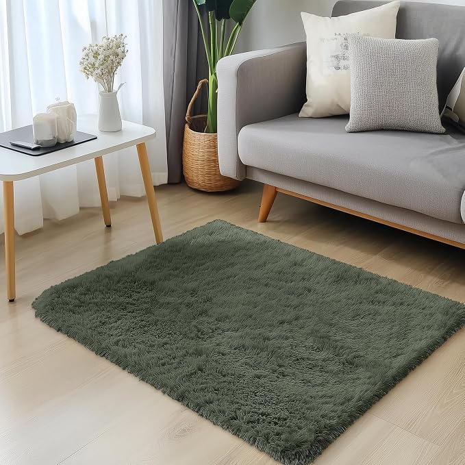 OLANLY 2x3 Machine Washable Small Bedside Rug, Soft Fluffy Shaggy Entryway - Image 3