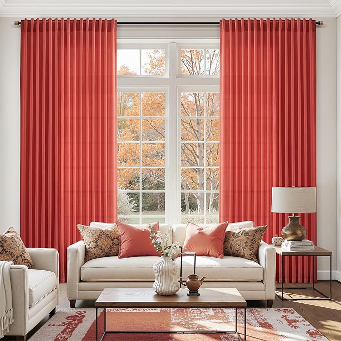 Christmas Red Linen 120 Inch Curtains - Image 6
