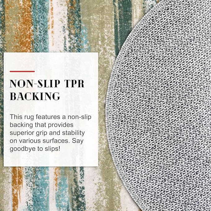 Lansny Modern Abstract Round Rug 5Ft, Soft Circular Dining Room Rug Thin Print - Image 7