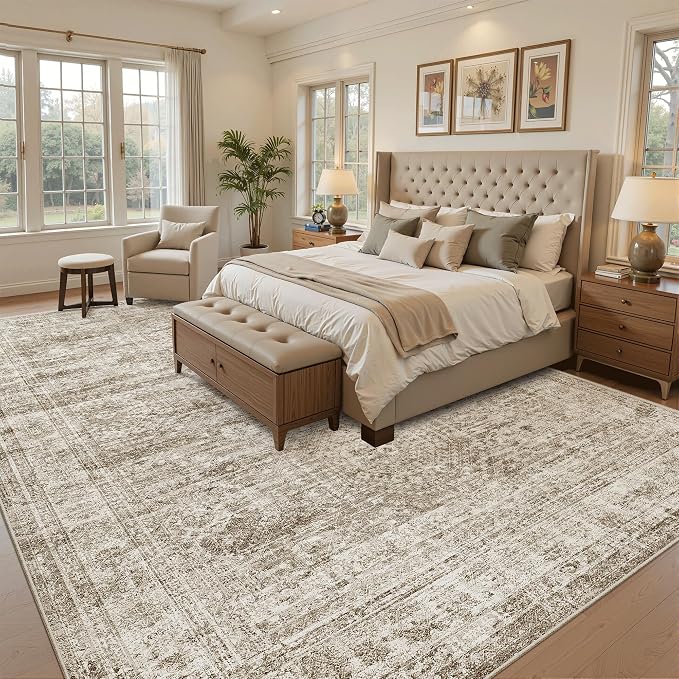 9x12 Area Rugs for Living Room, Non Slip Machine Washable Vintage Rugs - Image 3
