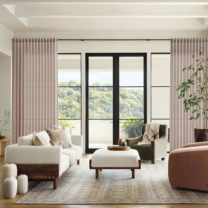 Nanspring Oatmeal Semi Sheer Curtains 72 Inches Long 2 Panels Set - Image 7