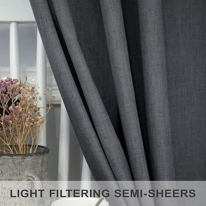 Dark Gray Curtains 108 Inches Long 2 Panels Set - Image 3