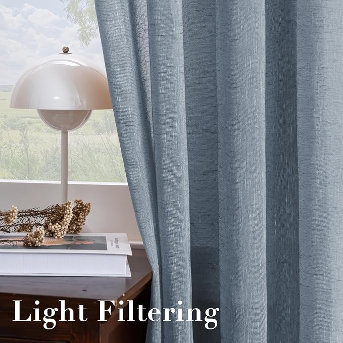 H.VERSAILTEX Linen Curtain Panel Flax Linen Blended Curtain Pair Extra Long - Image 5