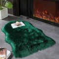 AMTOVO Faux Fur Rug, Dark Green Small Area Rug, Fluffy Sheepskin Rug, Fuzzy by AMTOVO