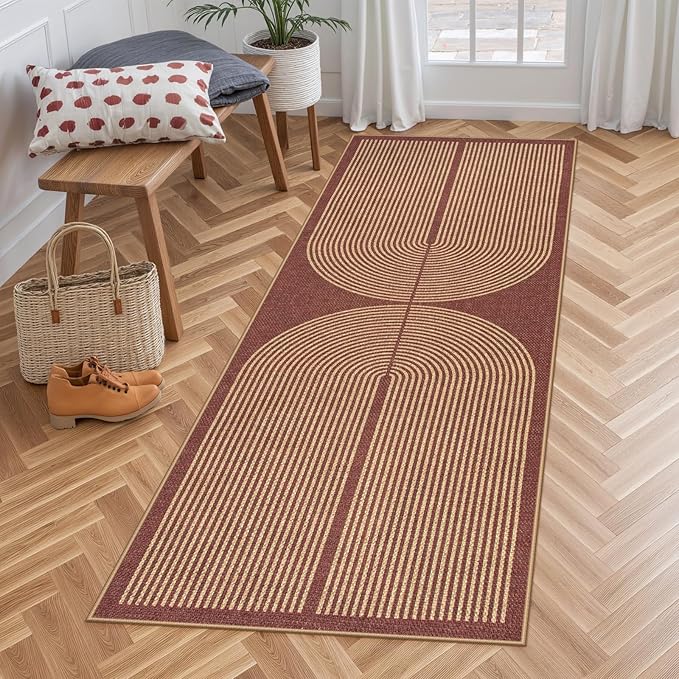 Lahome Enfys Modern Rainbow Easy Jute 2x6 Runner Rug, Farmhouse Stain Resistant by Lahome