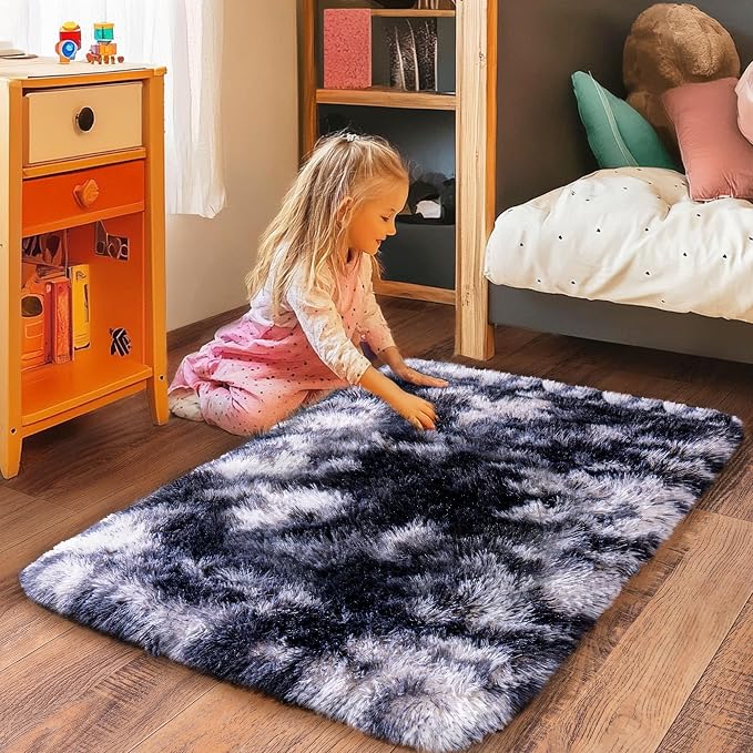 Small Rugs for Bedroom, Fluffy 2x3 Rug Throw Non Slip for Bedside Dorm Kids Room - Image 3