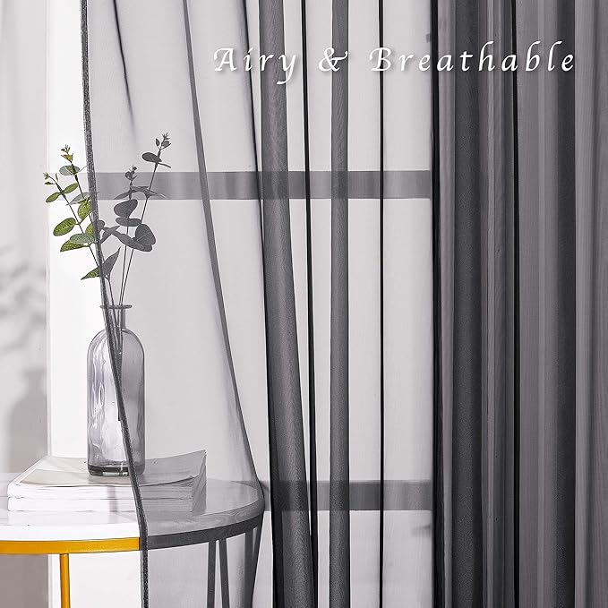 NICETOWN Living Room Sheer Curtains 108 inch Long, Eyelet Top Voile Textured - Image 6