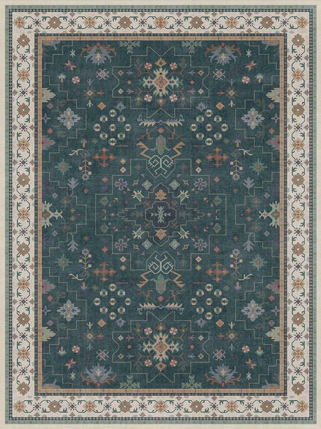 Hazo Haus Vintage Dark Green 6x8 Dining Room Rugs - Image 2