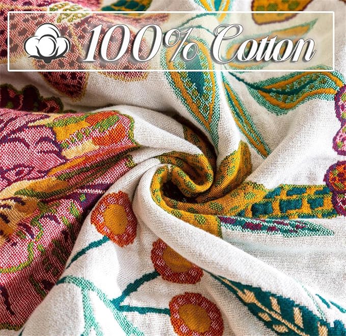 MSGKV Spring Throw Blanket for Couch, 100% Cotton Muslin Breathable Woven Bed - Image 5