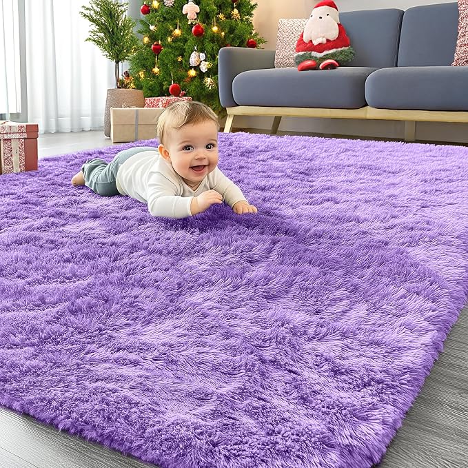 OLANLY Area Rugs for Living Room Bedroom, Machine Washable 4x5.9 ft Soft Fluffy by OLANLY