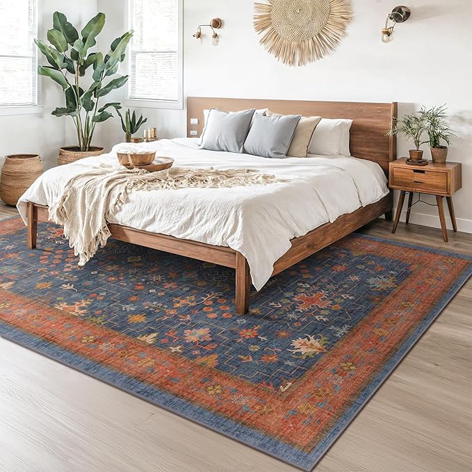 Navy Blue Area Rugs 9x12 Living Room, Dining Room Rugs - Image 6
