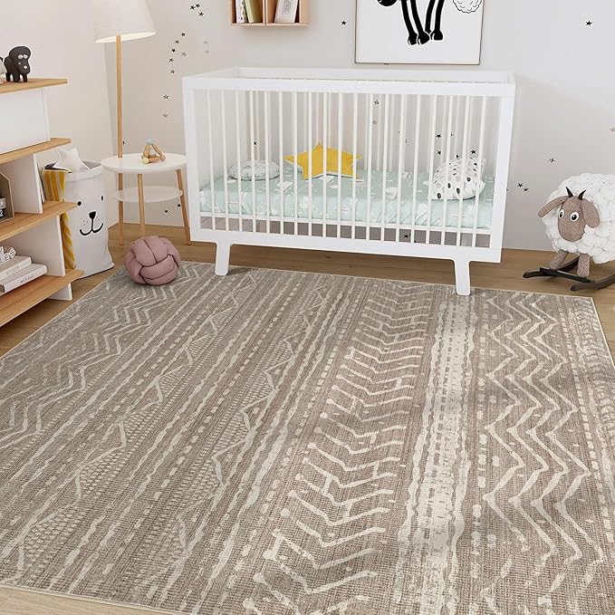 Nakagishi 9x13 Area Rugs Living Room: Washable Boho Large Neutral Soft - Image 7