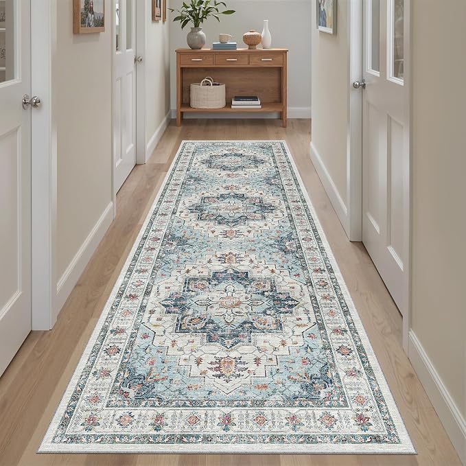 Madane Runner Rug 2'6''x8' Kitchen Runner, Hallway Runner Vintage Washable Rugs - Image 3